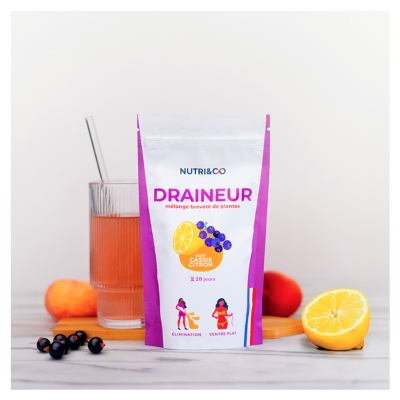 „Nutri&Co“ juodųjų serbentų ir citrinų skonio drenažinis gėrimas, 100 g