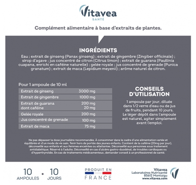 Vitavea Force G Stimulant Performances Physiques 10 Ampoules