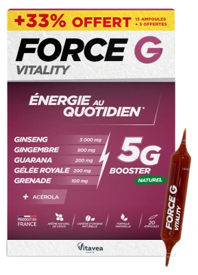 Vitavea Force G Vitality Énergie au Quotidien 15 Ampoules + 5 Free