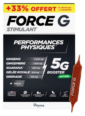 Vitavea Force G Stimulant Performances Physiques 15 Ampoules + 5 Free