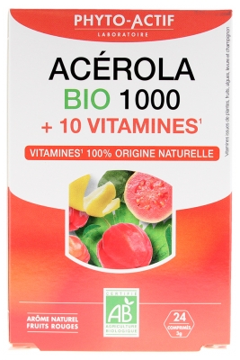 Phyto-Actif Organic Acerola 1000 + 10 Vitamins 24 Tablets