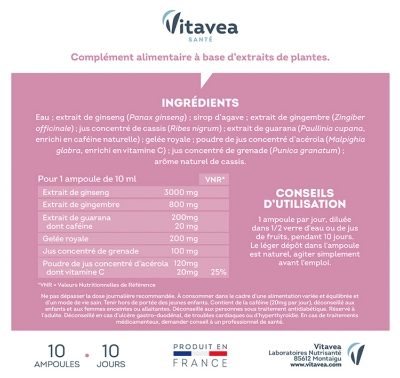 Vitavea Force G Vitality Énergie au Quotidien 10 Ampoules