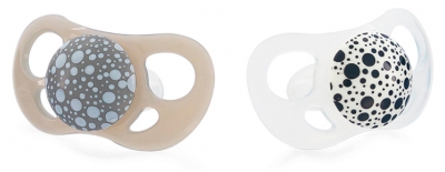 Twistshake Orthodontic Pacifier Set of 2 6 Months and Up - Colour: Pastel grey / White