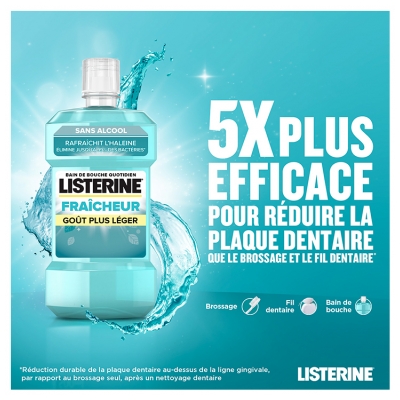 Listerine Bain de Bouche Fraîcheur Goût Plus Léger 500 ml
