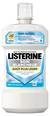 Listerine Bain de Bouche Soin Blancheur Goût Plus Léger 500 ml