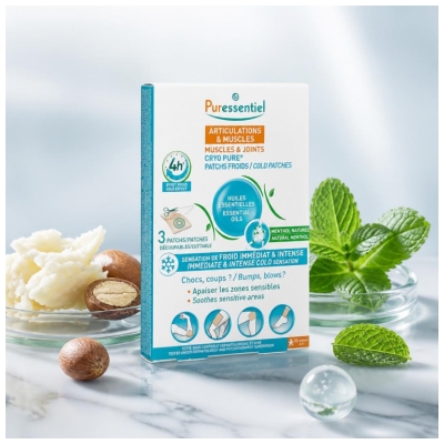 Puressentiel Cryo Pure Šalti Pleistrai su Eteriniais Aliejais 3 Atplėšiami Pleistrai
