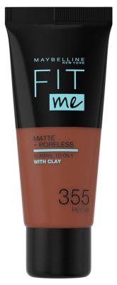 Maybelline New York Fit Me ! Fond de Teint Fluide Matte + Poreless 30 ml - Teinte : 355 Noix de Pécan