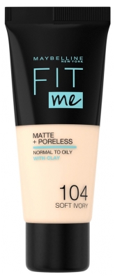 Maybelline New York Fit Me ! Fond de Teint Fluide Matte + Poreless 30 ml - Teinte : 104 Ivoire Rosé