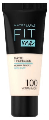 Maybelline New York Fit Me ! Fond de Teint Fluide Matte + Poreless 30 ml - Teinte : 100 Ivoire Doré