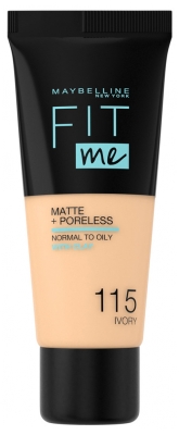 Maybelline New York Fit Me ! Fond de Teint Fluide Matte + Poreless 30 ml - Teinte : 115 Ivoire