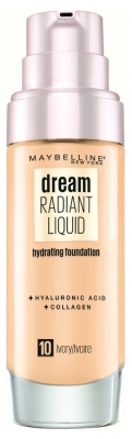 Maybelline New York Dream Radiant Liquid Fond de Teint Hydratant 30 ml - Teinte : 10 Ivoire