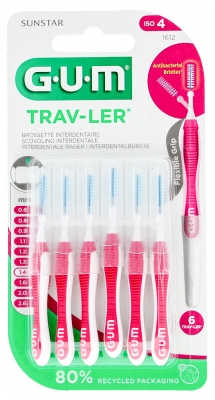 GUM Trav-Ler 6 Brossettes Interdentaires Réutilisables - Taille : 1612 : 1,4 mm