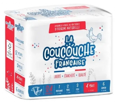 La Coucouche Française Couches Naturelles Taille 4 (7-18 kg) 24 Unités