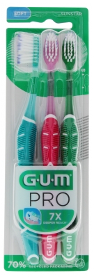 GUM PRO Trio Pack de Cepillos Dentales Triples