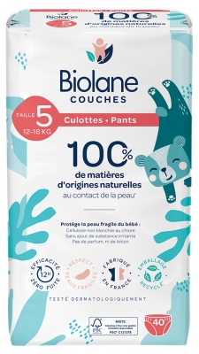 Biolane Pañales Naturales 40 Pañales Talla 5 (12-18 kg)