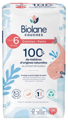 Biolane Natürliche Höschen 36 Höschen Größe 6 (+16 kg)