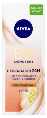 Nivea BB Cream 5in1 24H Hydration SPF15 50 ml - Barwa: Średni