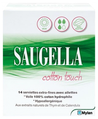 Saugella Cotton Touch Day 14 Extra-Fine Sanitary Napkins with Wings