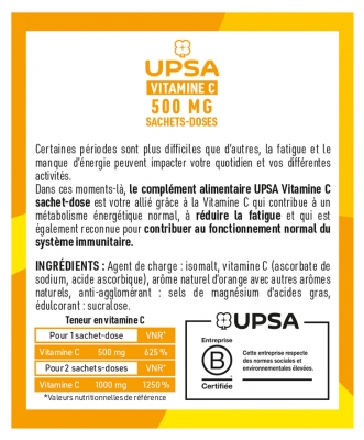 UPSA Vitalité Vitamine C 500 mg 10 Sachets