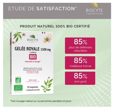 Biocyte Gelée Royale 1500 mg + Acérola Bio 20 Ampoules