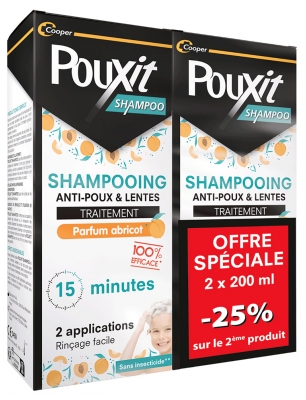 Pouxit Shampoing Anti-Poux & Lentes 2 x 200 ml Offre Spéciale