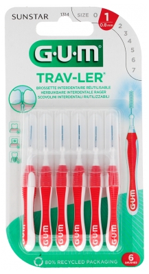 GUM Trav-Ler 6 Interdental Brushes Reusable