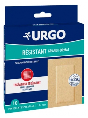 Urgo Pflaster Steril Widerstandsfähig Großes Format 10 x 7 cm 10 Pflaster 