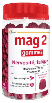 Mag 2 Nerwowość Zmęczenie Dziąsła Malina 45 Gummies