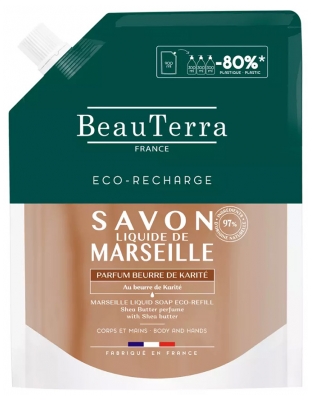 BeauTerra Vloeibare Marseillezeep Sheaboter Eco-Refill 900 ml