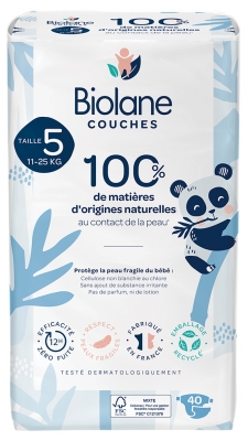 Biolane Natürliche Windeln 40 Windeln Größe 5 (11-25 Kg)