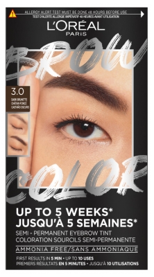 L'Oréal Paris Brow Color Coloration Sourcils Semi-Permanente 30 ml - Teinte : 3.0 Dark Brunette / Châtain Foncé