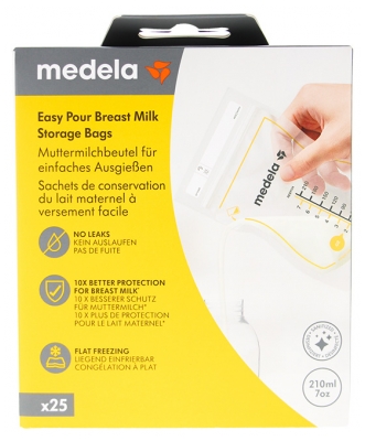 Medela 25 Sachets de Conservation pour Lait Maternel à Versement Facile