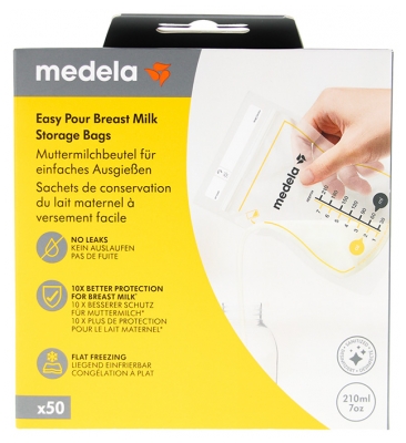 Medela 50 Sachets de Conservation pour Lait Maternel à Versement Facile