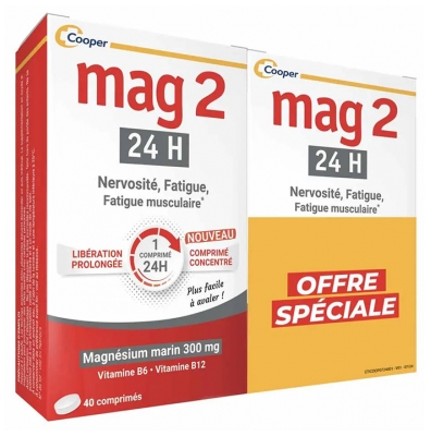 Mag 2 24H Formule Renforcée Lot de 2 x 40 Comprimés