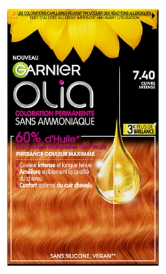 Garnier Olia Coloration Permanente Sans Ammoniaque 120 g - Couleur : 7.40 Cuivre Intense