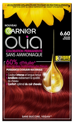 Garnier Olia Coloration Permanente Sans Ammoniaque 120 g - Couleur : 6.60 Rouge Intense