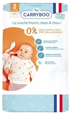 Carryboo Öko-Musterwindeln 56 Windeln Größe 2 (3-6 kg)