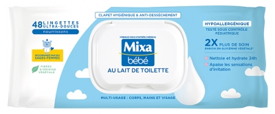 Mixa Bébé Lingettes au Lait de Toilette 48 Lingettes