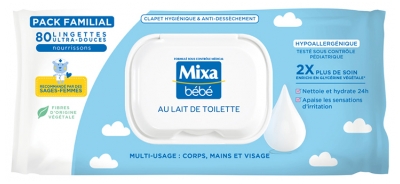 Mixa Bébé Lingettes au Lait de Toilette 80 Lingettes