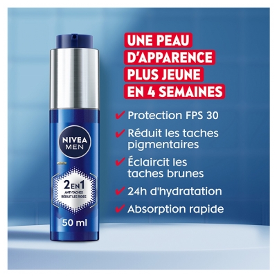 Nivea Men Power Crème Visage 2en1 Anti-Âge et Anti-Taches SPF30 50 ml