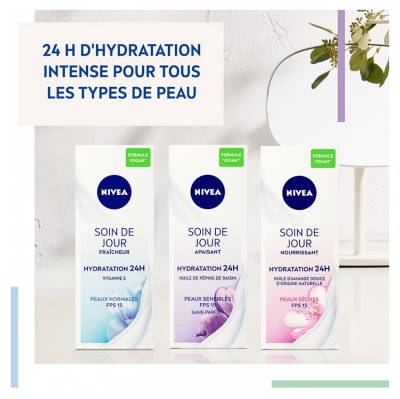 Nivea Soin de Jour Fraîcheur Hydratation 24H Peaux Normales SPF15 50 ml