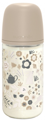 Suavinex Wonderland Glass Bottle Symmetrical Nipple Medium Flow 240 ml 3 Months and up - Colour: Beige