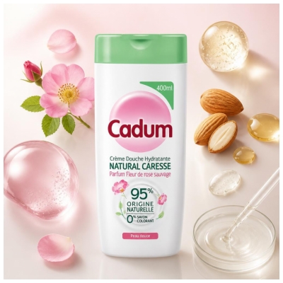 Cadum Natural Caresse Feuchtigkeitsspendende Duschcreme Wildrosenblüte 400 ml