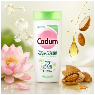 Cadum Natural Caresse Kosteuttava Suihkuvoide Lootuksenkukka 400 ml