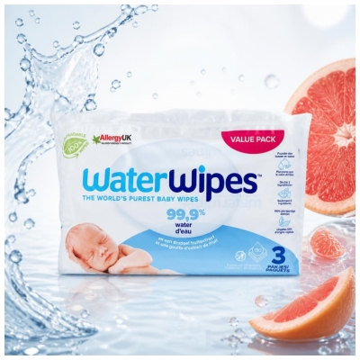 Waterwipes 3 x 60 servetėlių pakuotės