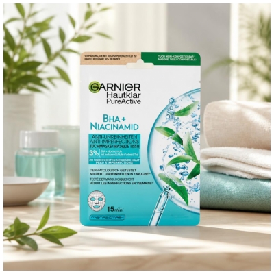 Garnier PureActive BHA + Niacinamidi Täydellisyyttä Vastaan Taisteleva Kangasnaamio 23 ml