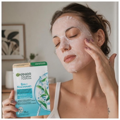 Garnier PureActive BHA + Niacinamidi Täydellisyyttä Vastaan Taisteleva Kangasnaamio 23 ml