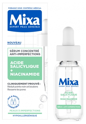 Mixa Koncentrēts Pret-netīrumu Serumam Salicilskābe + Niacinamīds 30 ml