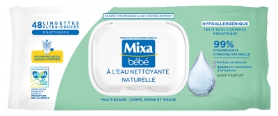 Mixa Bébé Agua Limpiadora Natural Toallitas 48 Toallitas
