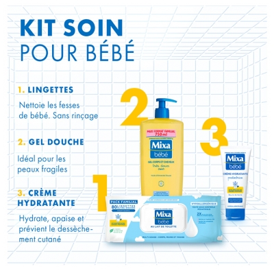 Mixa Bébé Lingettes au Lait de Toilette 80 Lingettes